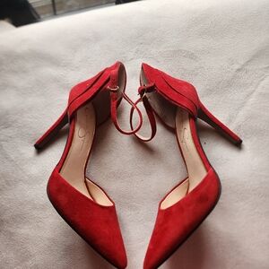 Jessica Simpson Elegant Red Suede Women's Heels Size 7.5
